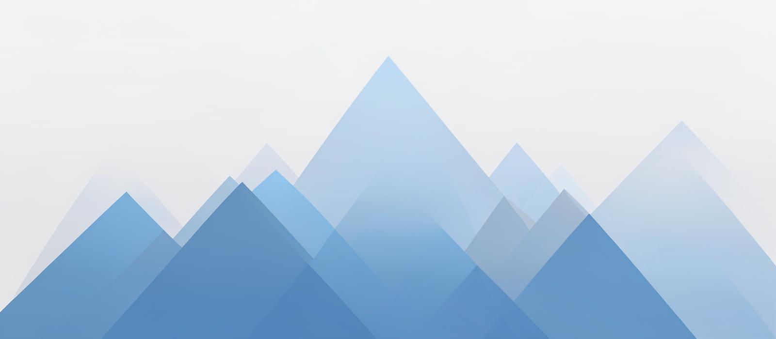Abstract blue mountain graphic representing steady business growth